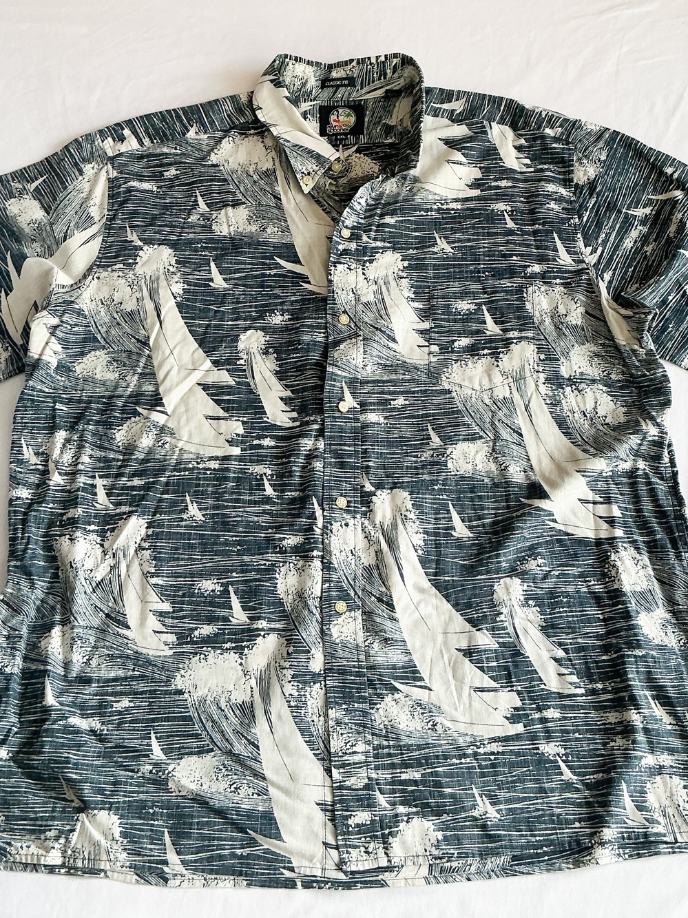 Reyn Spooner Classic Fit Men’s Sailboat & Ocean Wave Hawaiian Shirt Size XXL